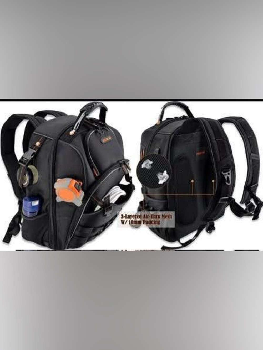 Men's Black Tactical Backpack with Organizer -